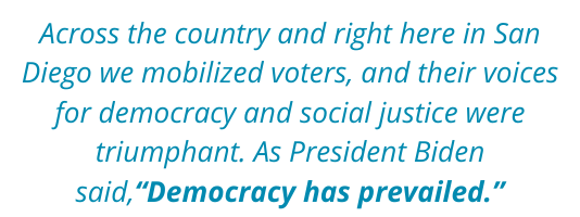 534x200 Across the country and right here in San Diego we mobilized voters and their voices for democracy and social justice were triumphant. As President Biden saidDemocracy has prevailed. 2
